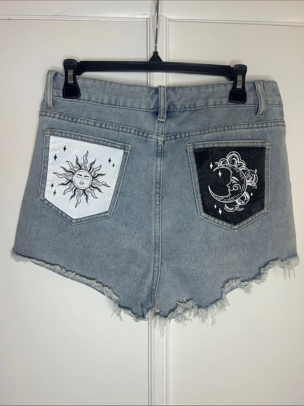 Celestial Sun/Moon Denim Shorts
